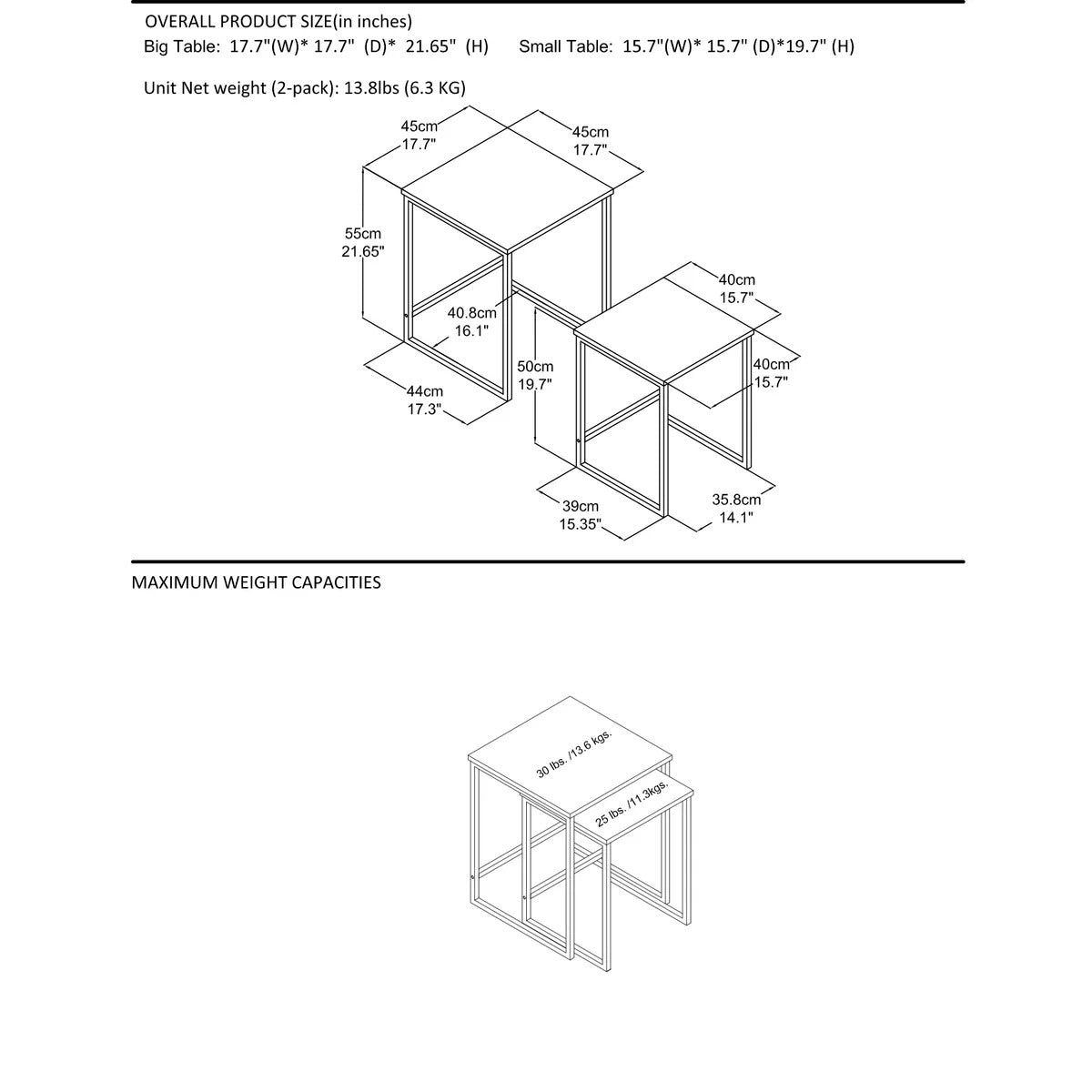 Coffee Table Set : JOY Sled Nesting Tables