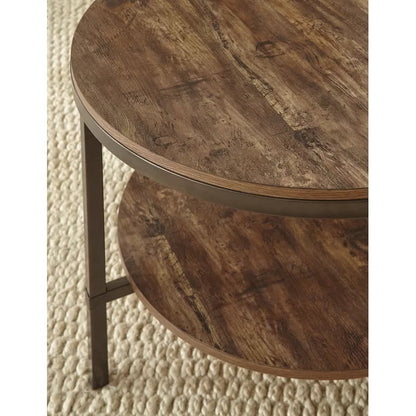 Coffee Table Set: Round Wooden 3 Piece Coffee Table Set