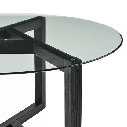 Coffee Table: Solid Wood & Glass Frame Coffee Table