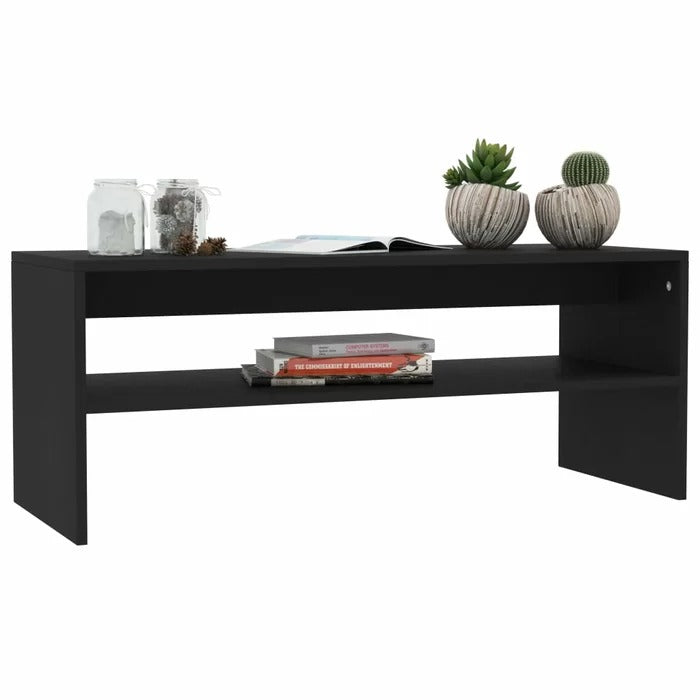 Coffee Table: Wooden 4 Legs Coffee Table with Storage