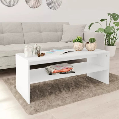 Coffee Table: Wooden 4 Legs Coffee Table with Storage