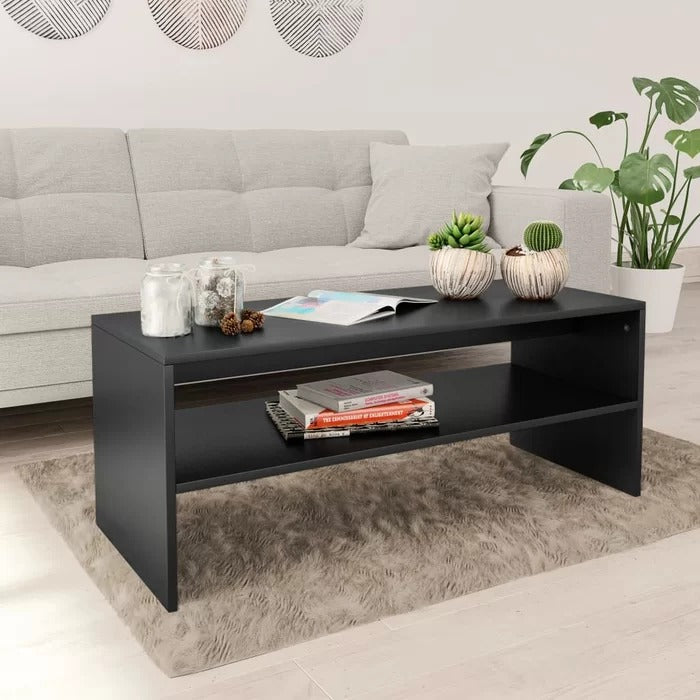 Coffee Table: Wooden 4 Legs Coffee Table with Storage