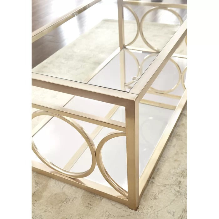 Coffee Table set: Glass 3 Piece Coffee Table Set