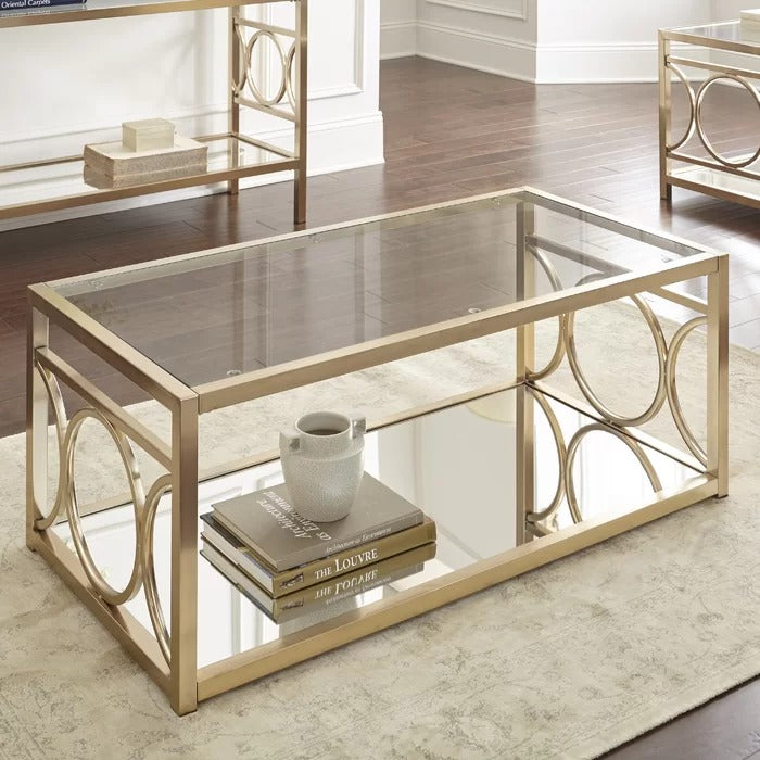 Coffee Table set: Glass 3 Piece Coffee Table Set