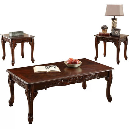 Coffee Table set: Traditional 3 Piece Wooden Coffee Table Set