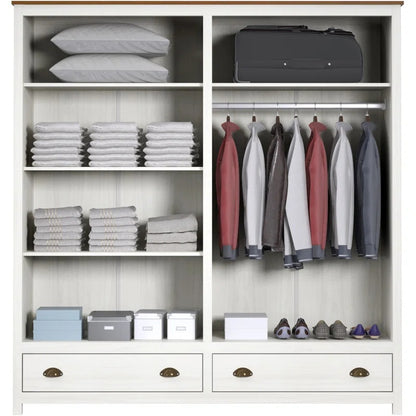 4 Door Wardrobe: Common 4 Door Solid Wood Wardrobe