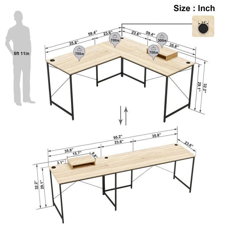Computer Desk : ENZI Reversible L-Shape Desk