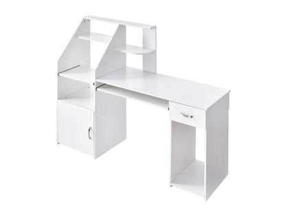 Computer Desk: Multi Functional White Shining Computer Desk With Extra Storage & Laptop Table