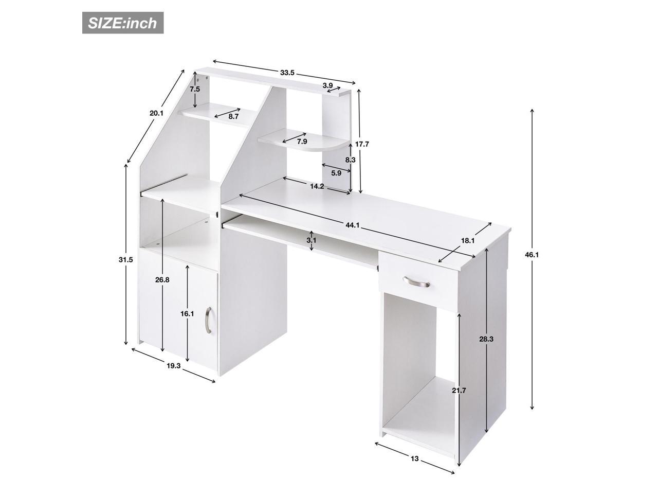 Computer Desk: Multi Functional White Shining Computer Desk With Extra Storage & Laptop Table