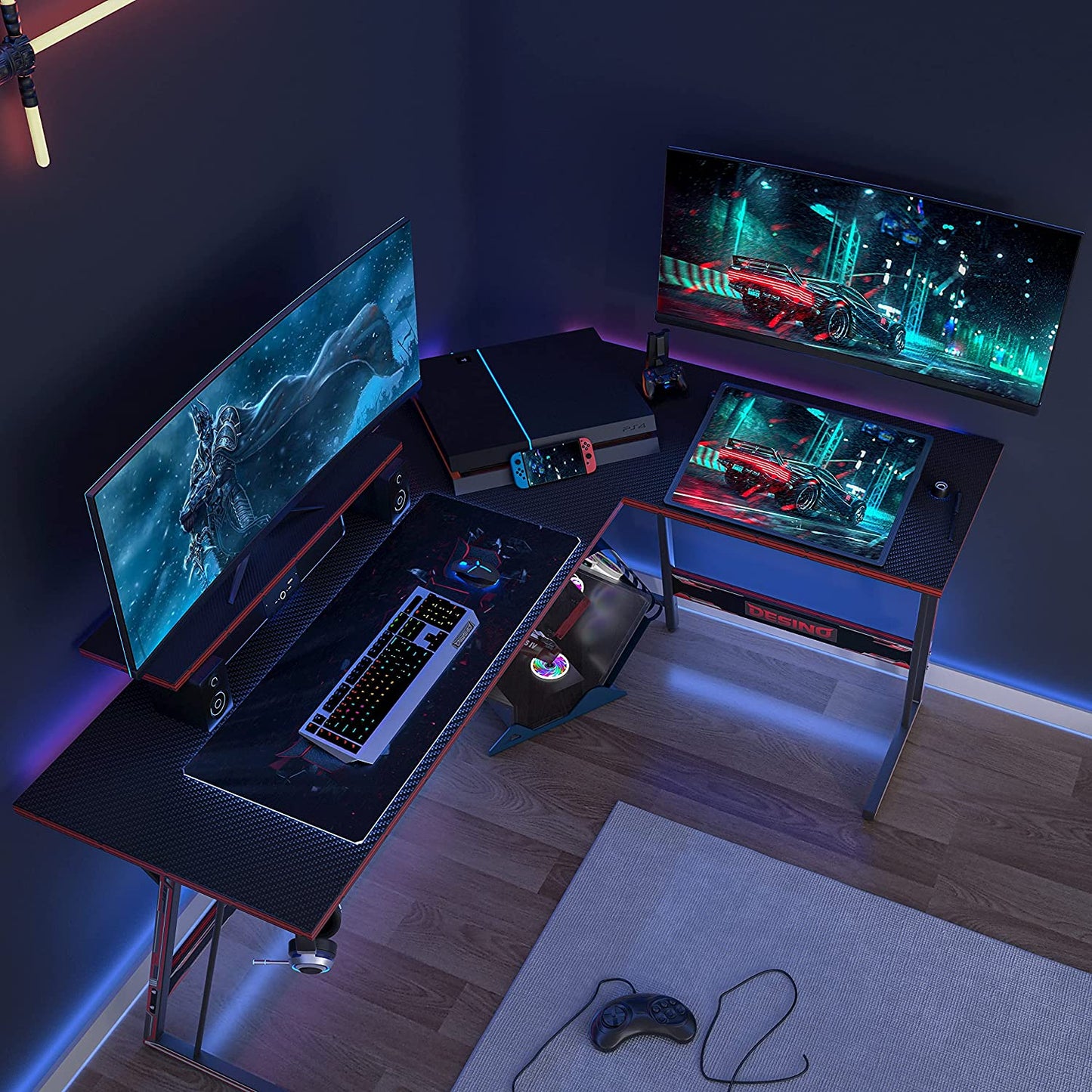 Computer Table: Corner Desk PC Writing Table Gamer Workstation for Home Office, 