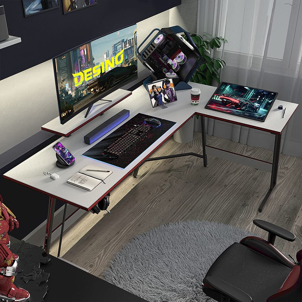 Computer Table: Corner Desk PC Writing Table Gamer Workstation for Home Office, 
