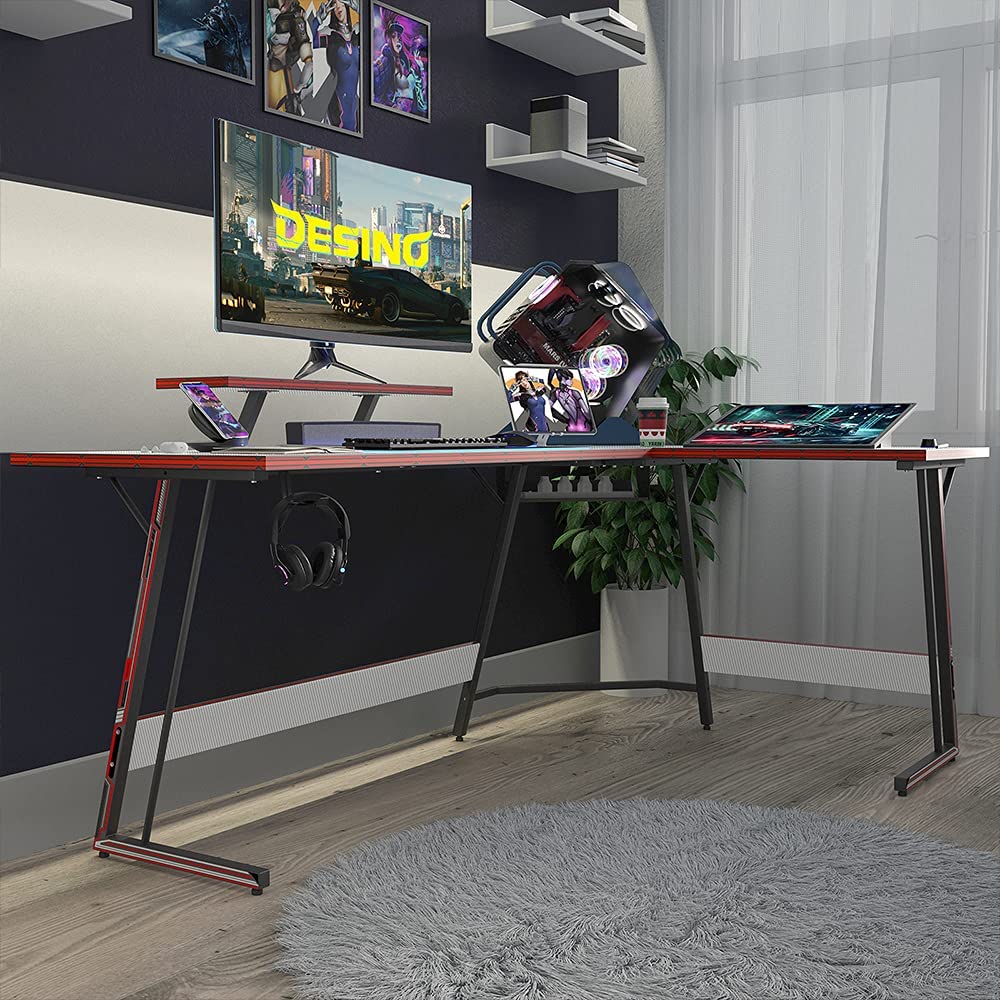 Computer Table: Corner Desk PC Writing Table Gamer Workstation for Home Office, 