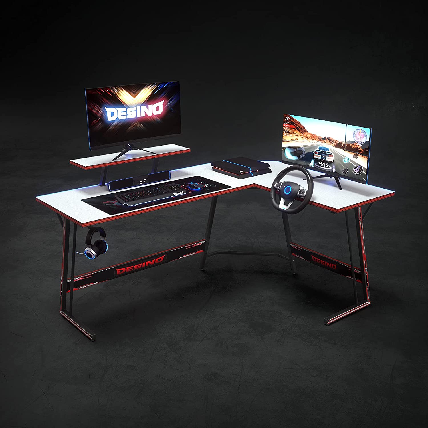 Computer Table: Corner Desk PC Writing Table Gamer Workstation for Home Office, 
