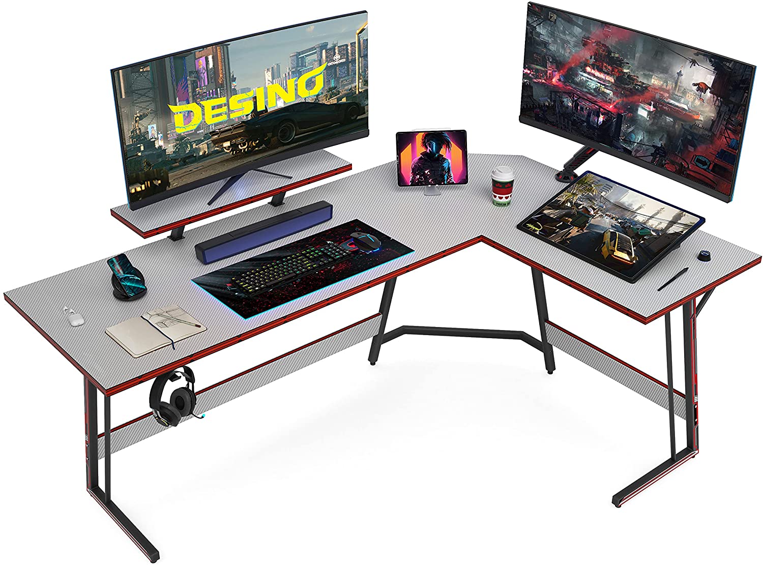 Computer Table: Corner Desk PC Writing Table Gamer Workstation for Home Office, 