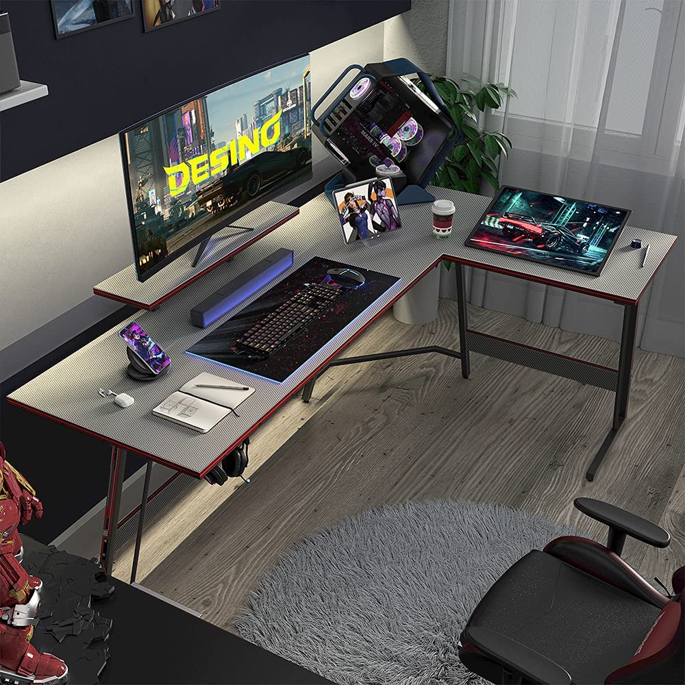 Computer Table: Corner Desk PC Writing Table Gamer Workstation for Home Office, 