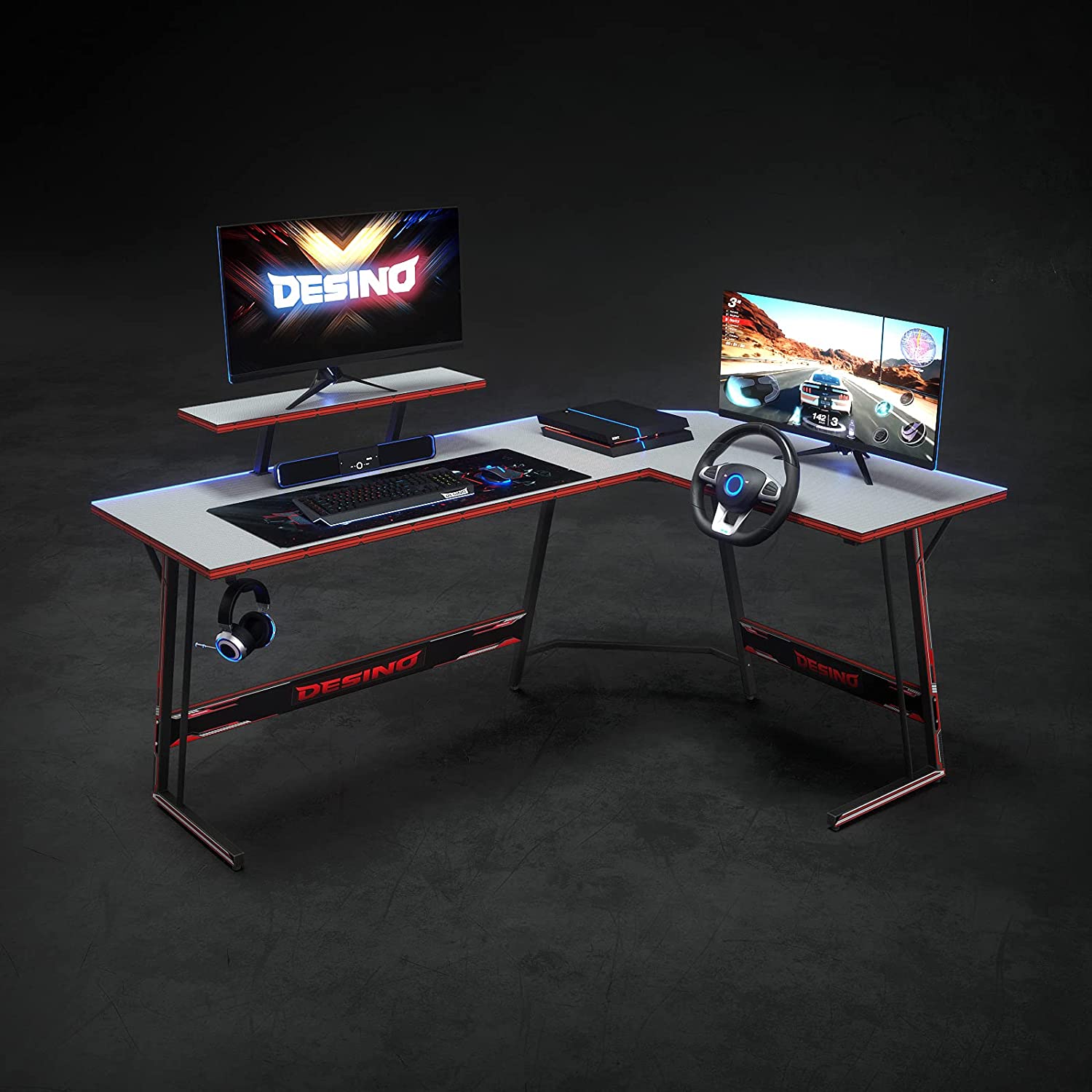 Computer Table: Corner Desk PC Writing Table Gamer Workstation for Home Office, 