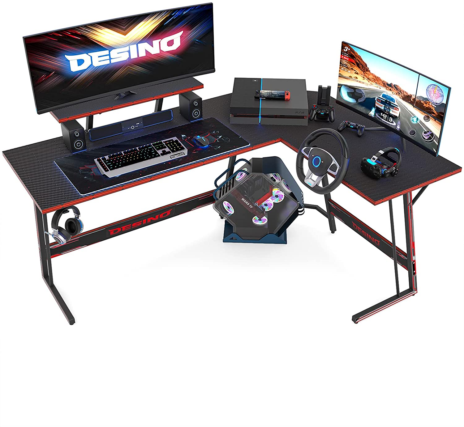 Computer Table: Corner Desk PC Writing Table Gamer Workstation for Home Office, 