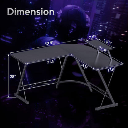 Computer Table : L Shaped Gaming Desk, Home Office Desk with Round Corner Computer table