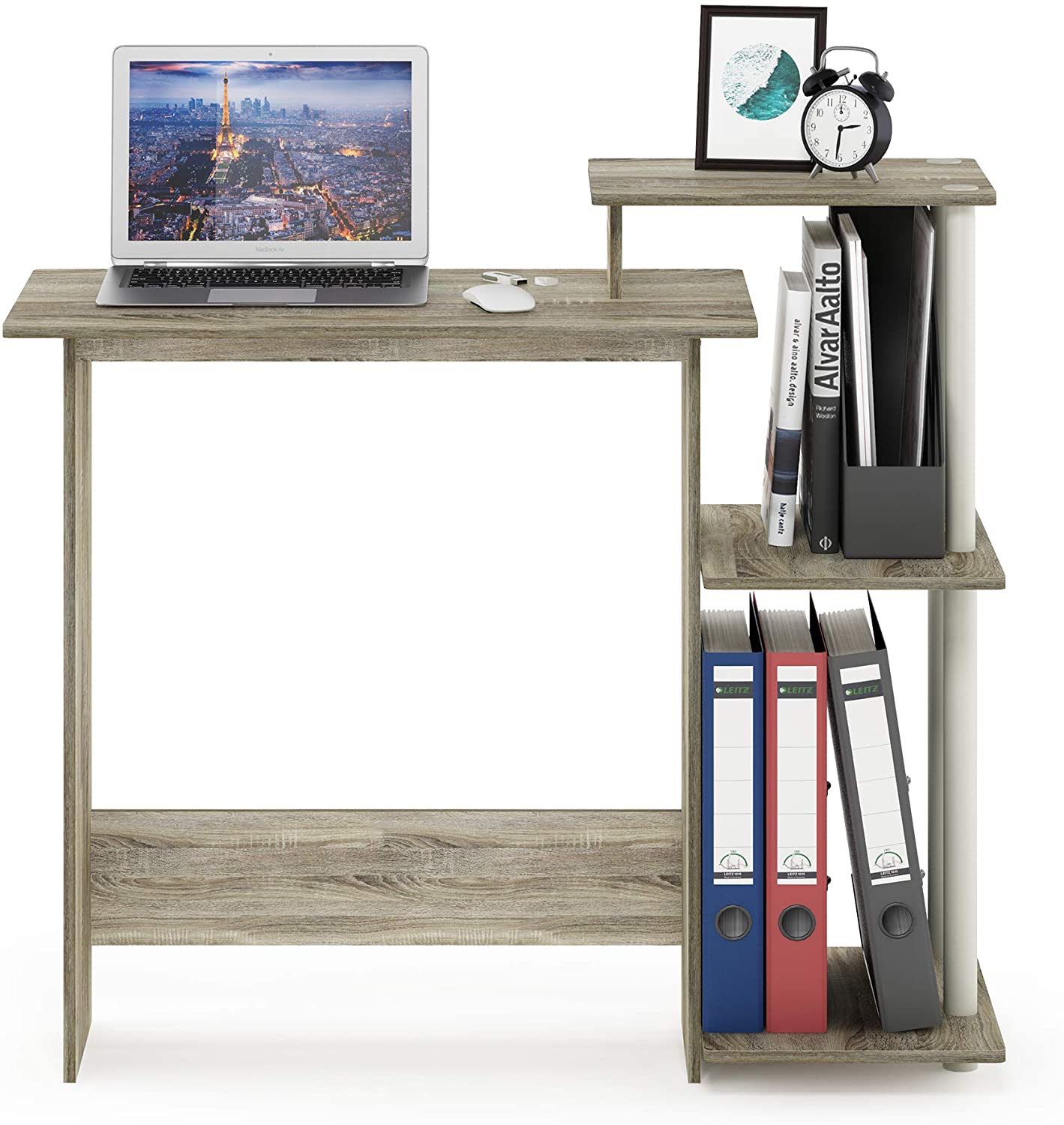 Computer Table: Notebook Computer Table with Square Side Shelves