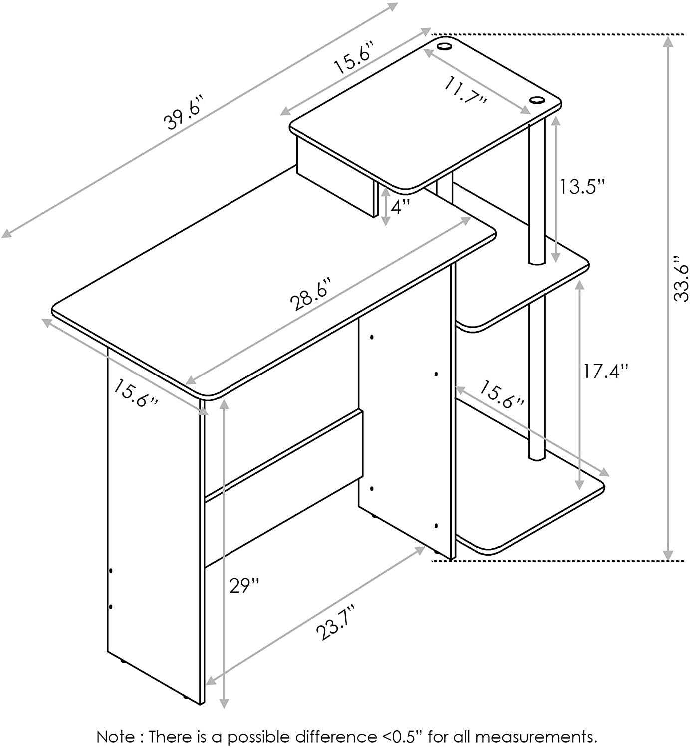 Computer Table: Notebook Computer Table with Square Side Shelves