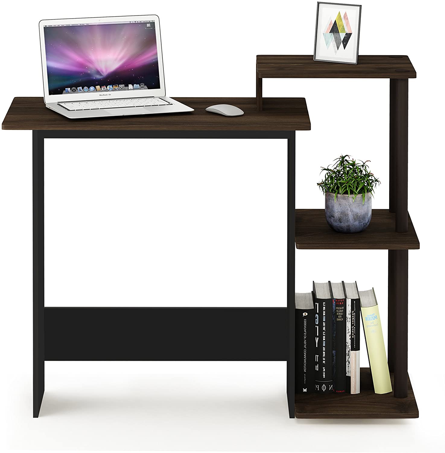 Computer Table: Notebook Computer Table with Square Side Shelves
