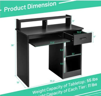 Computer Table SID Desk With Hutch