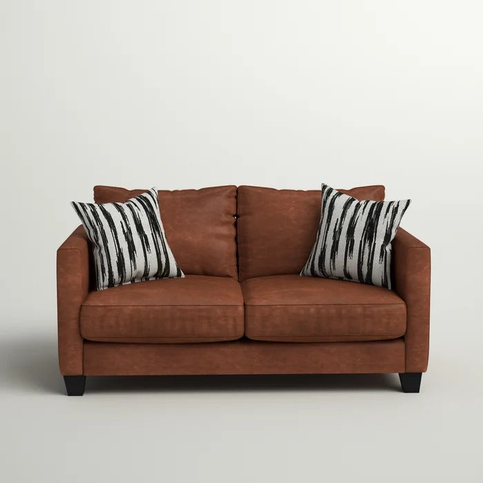 Couch: 62'' Faux Leather Square Arm Loveseat