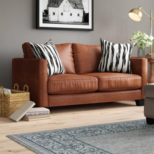 Couch: 62'' Faux Leather Square Arm Loveseat