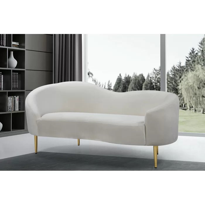 Couch: 67'' Velvet Curved Loveseat