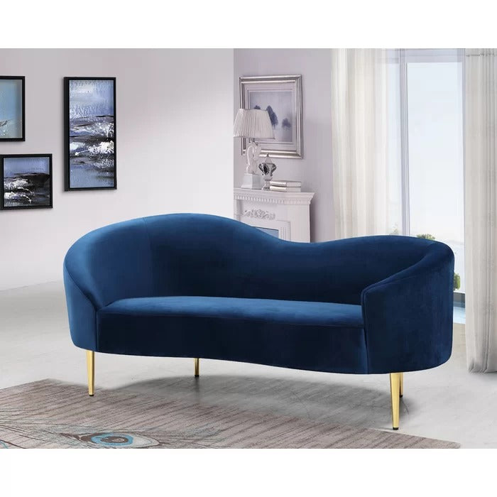 Couch: 67'' Velvet Curved Loveseat