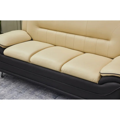 Couch: 77'' Faux Leather Round Arm Sofa