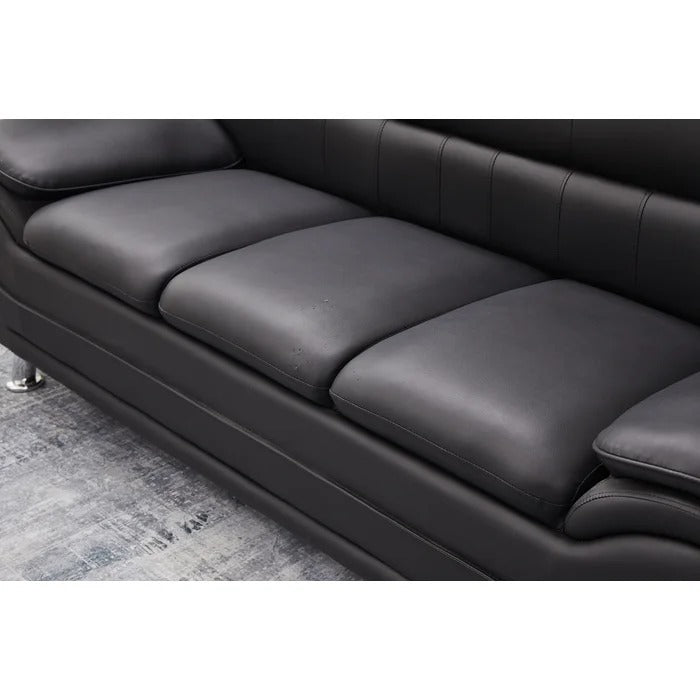 Couch: 77'' Faux Leather Round Arm Sofa