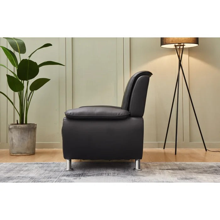 Couch: 77'' Faux Leather Round Arm Sofa
