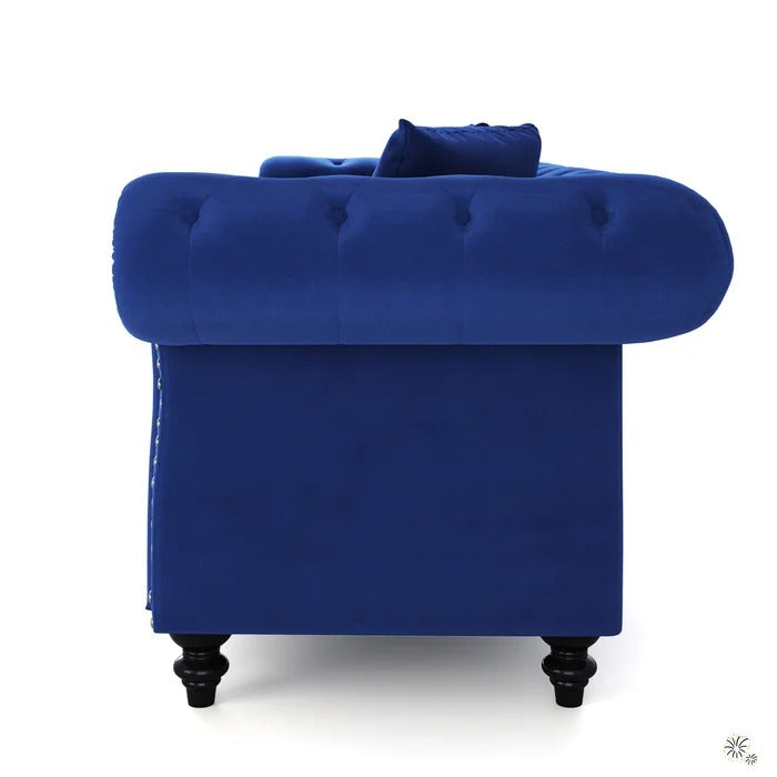 Couch: 80'' Rolled Arm Chesterfield Sofa