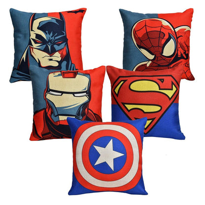 Cushion Cove: Set of 5 Multi Colored Avengers Decorative Hand Made Cotton Cushion Cover