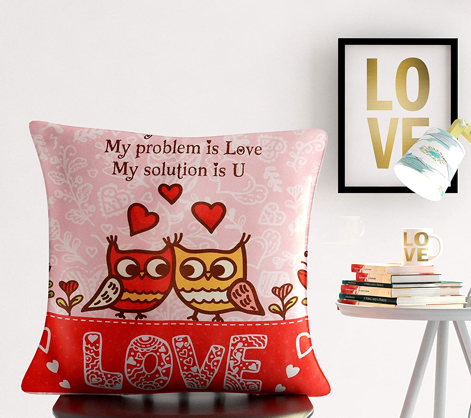 Cushion Cover: Satin Designer Decorative Anniversary/Valentines Day Love Gifting Heart Throw Pillow/Cushion Cover