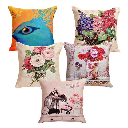 Cushion Covers: 5 Multi Colored Decorative Hand Made Cotton Cushion Covers