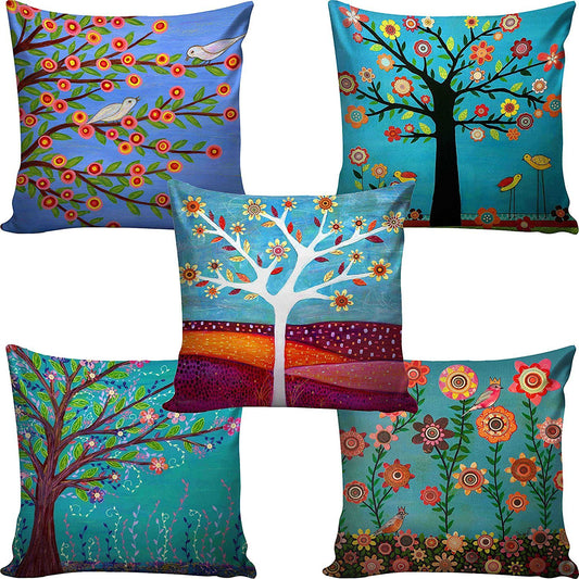 Cushion Covers: 5 Multi Colored Decorative Hand Made Cotton Cushion Covers