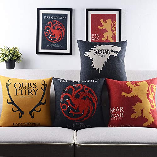 Cushion Covers: Cotton Game of Thrones Designer Decorative Throw Pillow/Cushion Covers Set of 4