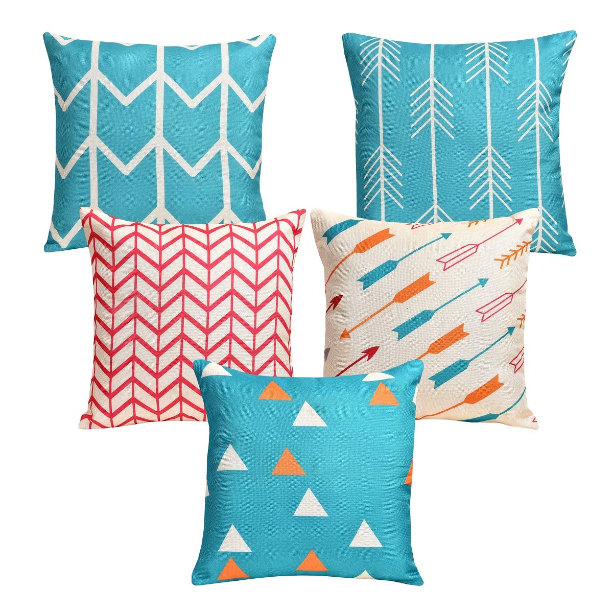 Cushion Covers: Set of 5 Multi Colored Decorative Hand Made Cotton Cushion Covers