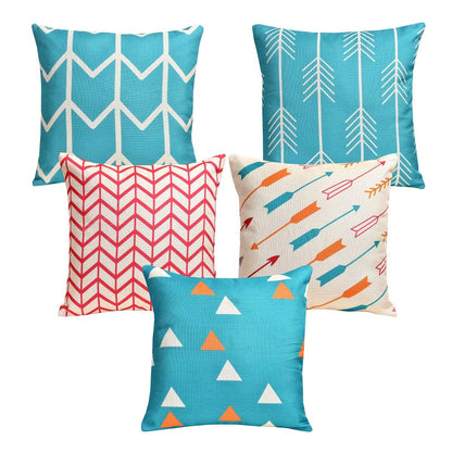 Cushion Covers: Set of 5 Multi Colored Decorative Hand Made Cotton Cushion Covers