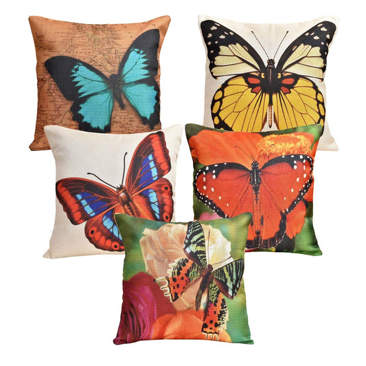Cushion Covers: Set of 5 Multi Colored Decorative Hand Made Cotton Cushion Covers