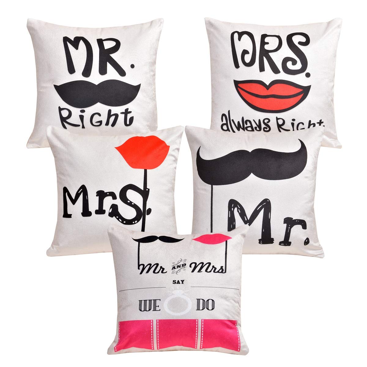 Cushion Covers: Set of 5 Multi Colored Decorative Hand Made Velvet Cotton Cushion Covers