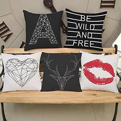 Cushion Covers: Set of 5 Multi Colored Decorative Hand Made Velvet Cotton Cushion Covers
