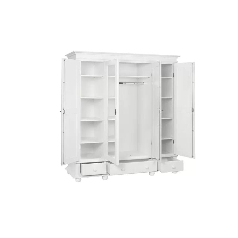 4 Door Wardrobe: Decorative 4 Door Solid Wood Wardrobe