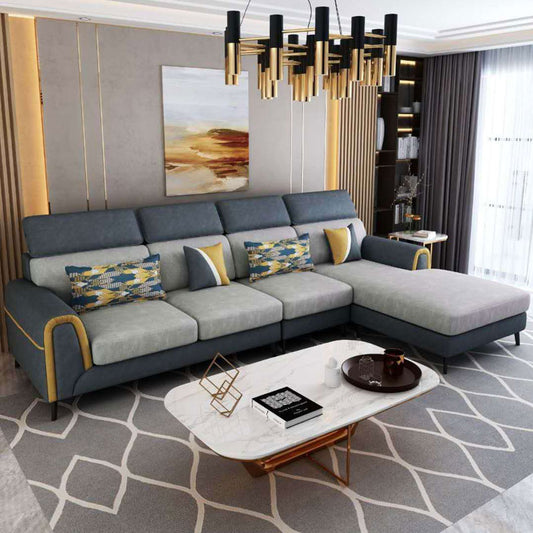 Designer Sofa Set:- Luxury Furniture L Shape Sofa Set in Fabric 