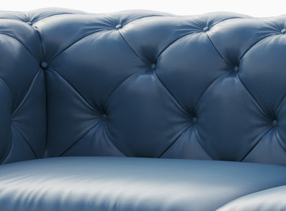 Designer Sofa Set:- Chesterfield Navy Blue Leatherette Luxury Furniture Sofa Set