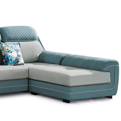 Designer Sofa Set:- Modern Fabric Upholstered Luxury Furniture Sofa Set (Light Blue and Grey)