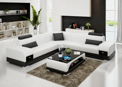Designer Sofa Set:-American Style Leatherette Luxury Furniture Sofa Set (White and Black)