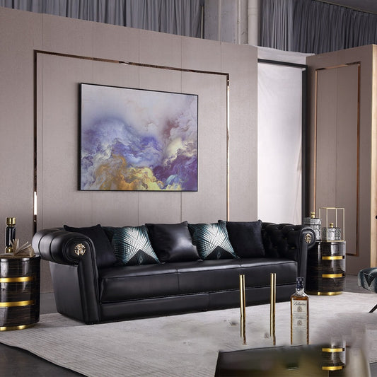 Designer Sofa Set:- Leatherette Black Lounge,Luxury Furniture Sofa Set
